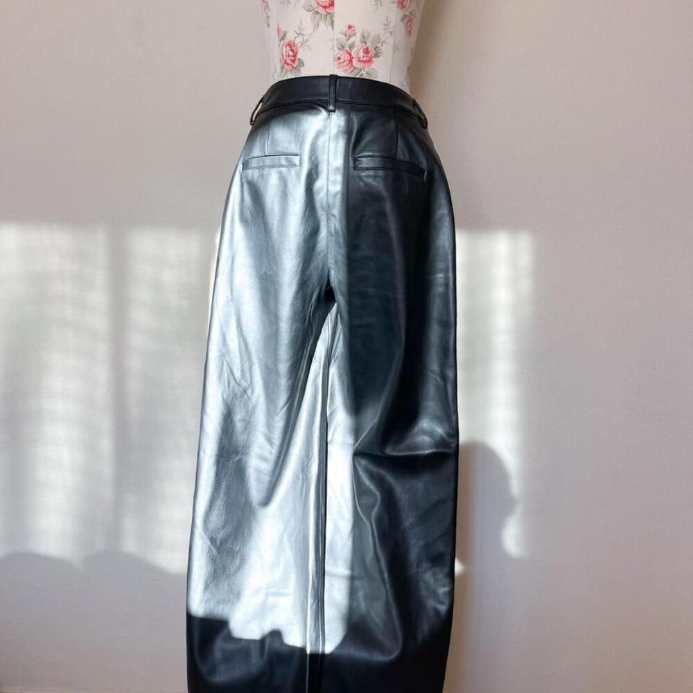 na kd black faux leather high‎ waisted pants womens 36 - Picture 6 of 6
